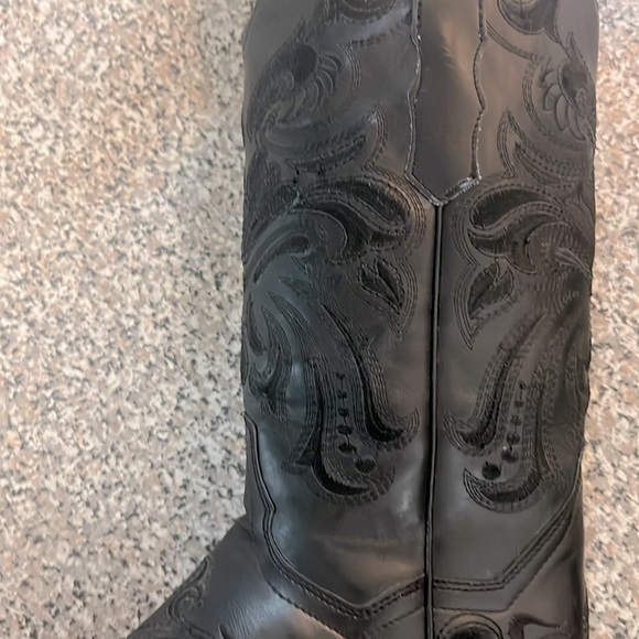🕵️🕵️🕵️ REPUBLIC OF TEXAS BLACK HANDMADE COWBOY BOOT SIZE 6.5 EUC🕵️🕵️🕵️ - Picture 3 of 13